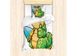 Abakuhaus Set Copripiumino Per Letto Singolo, Motivo Chunky Surfer, Antiacaro E Anallergico, Con Federa, 135 Cm X 200 Cm - 80 X 80 Cm, Fern Green Multicolor