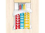 Abakuhaus Amsterdam Set Copripiumino Per Letti Singoli, Amsterdam Wording Houses, Antiacaro, Adatto A Chi Soffre Di Allergie, Con Federa, 135 Cm X 200 Cm - 80 X 80 Cm, Bianco Multicolore