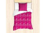 Abakuhaus Set Copripiumino Per Letto Singolo, Tropical Magenta Monstera, Antiacaro, Adatto A Chi Soffre Di Allergie, Con Federa, 135 Cm X 200 Cm - 80 X 80 Cm, Rosa Lampone-Rosa Baby