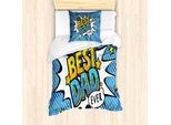 Abakuhaus Set Copripiumino Per Letto Singolo, Pop Art Fumetto, Antiacaro, Adatto A Chi Soffre Di Allergie, Con Federa, 135 Cm X 200 Cm - 80 X 80 Cm, Sky Blue Yellow