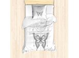 Abakuhaus Set Copripiumino A Mezzaluna Per Letti Singoli, Mystic Art Acchiappasogni, Antiacaro, Adatto A Chi Soffre Di Allergie, Con Federa, 135 Cm X 200 Cm - 80 X 80 Cm, Bianco Grigio Chiaro