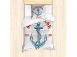 Abakuhaus Set Copripiumino Vintage Con Tatuaggi Nautici Per Letti Singoli, Voyage Anchor Art, Antiacaro E Anallergico Con Federa, 135 Cm X 200 Cm - 80 X 80 Cm, Coconut Vermilion