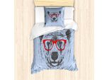 Set Copripiumino Abakuhaus Hipster Per Letti Singoli, Bizzarro Orso Polare Grunge, Antiacaro, Adatto A Chi Soffre Di Allergie, Con Federa, 135 Cm X 200 Cm - 80 X 80 Cm, Ceil Blue Vermilion