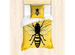 Abakuhaus Set Copripiumino Queen Bee Per Letti Singoli, Dettaglio Con Insetti, Antiacaro, Adatto A Chi Soffre Di Allergie, Con Federa, 135 Cm X 200 Cm - 80 X 80 Cm, Terra Giallo Grigio