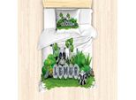 Abakuhaus Set Copripiumino Per Letto Singolo, Animali Della Foresta Del Madagascar, Antiacaro, Adatto A Chi Soffre Di Allergie, Con Federa, 135 Cm X 200 Cm - 80 X 80 Cm, Grigio Lime Verde