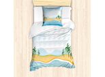 Abakuhaus Set Copripiumino Grafico Per Letti Singoli, Ocean Palms Panorama, Antiacaro, Adatto A Chi Soffre Di Allergie, Con Federa, 135 Cm X 200 Cm - 80 X 80 Cm, Multicolore