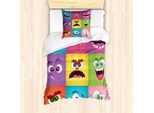 Abakuhaus Set Copripiumino Colorato Per Letti Singoli, Humorous Alien Squares, Antiacaro, Adatto A Chi Soffre Di Allergie, Con Federa, 135 Cm X 200 Cm - 80 X 80 Cm, Multicolore