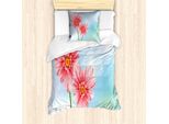 Abakuhaus Gerber Daisy Set Copripiumino Per Letti Singoli, Petali Su Bokeh, Antiacaro, Adatto A Chi Soffre Di Allergie, Con Federa, 135 Cm X 200 Cm - 80 X 80 Cm, Corallo E Multicolore