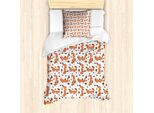 Abakuhaus Set Copripiumino Fuchs Per Letti Singoli, Motivo Cartoon Carne E Animali, Antiacaro, Adatto A Chi Soffre Di Allergie, Con Federa, 135 Cm X 200 Cm - 80 X 80 Cm, Burnt Sienna Cannella