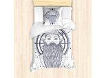 Abakuhaus Set Copripiumino Vintage Nautical Tattoo Per Letti Singoli, Alchemist Seaman, Antiacaro, Adatto A Chi Soffre Di Allergie, Con Federa, 135 Cm X 200 Cm - 80 X 80 Cm, Indaco E Bianco