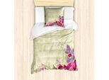 Abakuhaus Set Copripiumino Per Letto Singolo Blumenweinlese, Tema Flora Grunge, Antiacaro E Anallergico, Con Federa, 135 Cm X 200 Cm - 80 X 80 Cm, Pale Khaki Multicolor