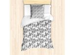 Set Copripiumino Abakuhaus Blumenweinlese Per Letti Singoli, Design Monocromatico, Antiacaro E Anallergico, Con Federa, 135 Cm X 200 Cm - 80 X 80 Cm, Grigio Antracite E Bianco