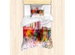 Abakuhaus Set Copripiumino Austin Per Letti Singoli, Acquerello Edifici Blots, Antiacaro, Adatto A Chi Soffre Di Allergie, Con Federa, 135 Cm X 200 Cm - 80 X 80 Cm, Multicolore