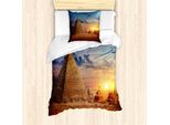 Abakuhaus Set Copripiumino Egiziano Per Letti Singoli, Deserto E Piramidi Dusk, Antiacaro, Adatto A Chi Soffre Di Allergie, Con Federa, 135 Cm X 200 Cm - 80 X 80 Cm, Multicolore