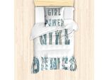 Abakuhaus Girl Power Set Copripiumino Per Letti Singoli, Girl Power Arte Floreale, Antiacaro Adatto A Chi Soffre Di Allergie Con Federa, 135 Cm X 200 Cm - 80 X 80 Cm, Blu Cadetto Scuro Rosa