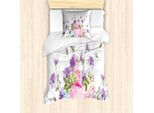 Set Copripiumino Abakuhaus Vintage Rose, Motivo Floreale Semplice Su Sfondo Sobrio, 135 X 200 Cm + 80 X 80 Cm, Viola Rosa Baby