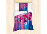 Abakuhaus Set Copripiumino Gerber Daisy Per Letti Singoli, Fiori Luminosi, Antiacaro, Adatto A Chi Soffre Di Allergie, Con Federa, 135 Cm X 200 Cm - 80 X 80 Cm, Fucsia E Multicolore