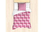 Abakuhaus Set Copripiumino Rosa Scuro Per Letti Singoli, Righe Corte Monocromatiche, Antiacaro, Adatto A Chi Soffre Di Allergie, Con Federa, 135 Cm X 200 Cm - 80 X 80 Cm, Rosa Pallido Magenta