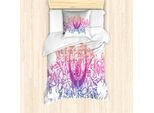 Abakuhaus Set Copripiumino Alchimie Per Letti Singoli, Lily Flowers And Crescent, Antiacaro, Adatto A Chi Soffre Di Allergie, Con Federa, 135 Cm X 200 Cm - 80 X 80 Cm, Multicolore