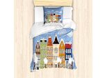Abakuhaus Amsterdam Set Copripiumino Per Letti Singoli, Dutch Houses Invernale, Antiacaro, Adatto A Chi Soffre Di Allergie, Con Federa, 135 Cm X 200 Cm - 80 X 80 Cm, Multicolore