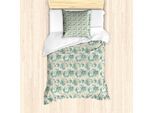 Set Copripiumino Abakuhaus Vintage Rose, Illustrazione Grunge Con Uccelli E Foglie, 135 X 200 Cm + 80 X 80 Cm, Guscio D'uovo Seafoam