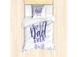 Abakuhaus Set Copripiumino Per Letto Singolo Per La Festa Del Papà, Grungy Il Miglior Papà Del Mondo, Antiacaro, Adatto A Chi Soffre Di Allergie, Con Federa, 135 Cm X 200 Cm - 80 X 80 Cm, Dark Indigo Ceil Blu