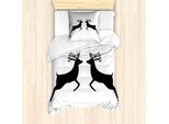 Abakuhaus Set Copripiumino Per Letti Singoli Wild Jagen, Silhouette Di Renna, Antiacaro, Adatto A Chi Soffre Di Allergie, Con Federa, 135 Cm X 200 Cm - 80 X 80 Cm, Grigio Antracite Bianco