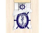 Abakuhaus Set Copripiumino Vintage Nautical Tattoo Per Letti Singoli, Volante Rope, Antiacaro, Adatto A Chi Soffre Di Allergie, Con Federa, 135 Cm X 200 Cm - 80 X 80 Cm, Indaco Bianco