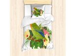 Abakuhaus Set Copripiumino Tropicale Per Letti Singoli, Esotico Agapornis Parrot, Antiacaro, Adatto A Chi Soffre Di Allergie, Con Federa, 135 Cm X 200 Cm - 80 X 80 Cm, Multicolore