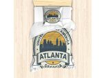 Abakuhaus Georgia Set Copripiumino Per Letti Singoli, Usa Atlanta Emblem Design, Antiacaro, Adatto A Chi Soffre Di Allergie, Con Federa, 135 Cm X 200 Cm - 80 X 80 Cm, Blu Ardesia Eggshell