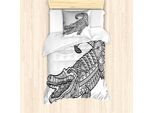 Abakuhaus Set Copripiumino Per Letto Singolo, Motivi Monocromatici, Antiacaro, Adatto A Chi Soffre Di Allergie, Con Federa, 135 Cm X 200 Cm - 80 X 80 Cm, Grigio Antracite Multicolore