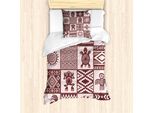 Abakuhaus Set Copripiumino Kokopelli Per Letti Singoli, Stile Patchwork Primitivo, Antiacaro, Adatto A Chi Soffre Di Allergie, Con Federa, 135 Cm X 200 Cm - 80 X 80 Cm, Rosa E Marrone Chiaro