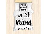 Abakuhaus Set Copripiumino Best Friend Per Letti Singoli, Monochrome Affection, Antiacaro E Anallergico Con Federa, 135 Cm X 200 Cm - 80 X 80 Cm, Grigio Antracite E Bianco