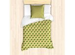 Abakuhaus Set Copripiumino Naturale Per Letti Singoli, Motivo Uva, Antiacaro, Adatto A Chi Soffre Di Allergie, Con Federa, 135 Cm X 200 Cm - 80 X 80 Cm, Marrone Pastello Verde Lime