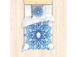 Abakuhaus Set Copripiumino Blu Mandala Per Letti Singoli, Motivo Floreale Etnico, Antiacaro E Anallergico Con Federa, 135 Cm X 200 Cm - 80 X 80 Cm, Azzurro Cielo Blu Intenso