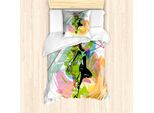 Abakuhaus Set Copripiumino Astratto Per Letto Singolo, Creativo E Urbano, Antiacaro, Adatto A Chi Soffre Di Allergie, Con Federa, 135 Cm X 200 Cm - 80 X 80 Cm, Verde Lime Multicolore
