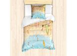Abakuhaus Set Copripiumino Grafico Per Letti Singoli, Cartoon Fun, Antiacaro, Adatto A Chi Soffre Di Allergie, Con Federa, 135 Cm X 200 Cm - 80 X 80 Cm, Multicolore