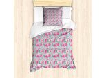 Abakuhaus Set Copripiumino Vintage Rosa Per Letti Singoli, Motivo Floreale Grunge, Antiacaro E Anallergico Con Federa, 135 Cm X 200 Cm - 80 X 80 Cm, Azzurro Pallido Rosa