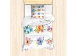 Abakuhaus Set Copripiumino Per Letto Singolo Con Motivo Floreale, Bouquet Di Fiori Acquerellati, Antiacaro E Anallergico, Con Federa, 135 Cm X 200 Cm - 80 X 80 Cm, Multicolore