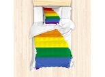 Abakuhaus Georgia Set Copripiumino Per Letti Singoli, Strisce Colorate Gay Pride, Antiacaro, Adatto A Chi Soffre Di Allergie, Con Federa, 135 Cm X 200 Cm - 80 X 80 Cm, Multicolore