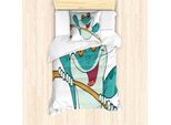 Abakuhaus Set Copripiumino Per Letti Singoli Con Motivo Rane, Animali Su Un Ramo, Antiacaro, Adatto A Chi Soffre Di Allergie, Con Federa, 135 Cm X 200 Cm - 80 X 80 Cm, Multicolore