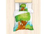 Set Copripiumino Abakuhaus Per Letti Singoli, Fantasia Cartoon, Antiacaro, Adatto A Chi Soffre Di Allergie, Con Federa, 135 Cm X 200 Cm - 80 X 80 Cm, Verde Lime Multicolore