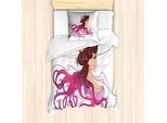 Abakuhaus Set Copripiumino Astratto Per Letto Singolo, Fruity Hair Style, Antiacaro E Anallergico, Con Federa, 135 Cm X 200 Cm - 80 X 80 Cm, Pale Redwood Multicolor