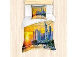 Abakuhaus Set Copripiumino Fernweh Per Letti Singoli, Architettura Di Francoforte, Antiacaro, Adatto A Chi Soffre Di Allergie, Con Federa, 135 Cm X 200 Cm - 80 X 80 Cm, Blu Marigold