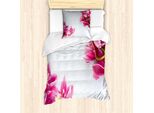 Set Copripiumino Abakuhaus Per Letti Singoli, Motivo Orchidea Rilassante, Antiacaro, Adatto A Chi Soffre Di Allergie, Con Federa, 135 Cm X 200 Cm - 80 X 80 Cm, Bianco Rosa