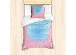 Abakuhaus Set Copripiumino Blu E Rosa Per Letti Singoli, Pinkish Blossom Trees, Antiacaro, Adatto A Chi Soffre Di Allergie, Con Federa, 135 Cm X 200 Cm - 80 X 80 Cm, Rosa Cielo Azzurro