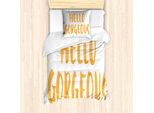 Abakuhaus Ciao Splendido Set Copripiumino Per Letti Singoli, Stile Acquerello, Antiacaro, Adatto A Chi Soffre Di Allergie, Con Federa, 135 Cm X 200 Cm - 80 X 80 Cm, Arancione Chiaro E Bianco