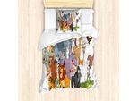 Abakuhaus Set Copripiumino Per Letti Singoli, FröHlich Wald Fauna, Antiacaro, Adatto A Chi Soffre Di Allergie, Con Federa, 135 Cm X 200 Cm - 80 X 80 Cm, Multicolore
