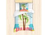Abakuhaus Set Copripiumino Grafico Per Letti Singoli, Malibu Sunset Ocean, Antiacaro, Adatto A Chi Soffre Di Allergie, Con Federa, 135 Cm X 200 Cm - 80 X 80 Cm, Multicolore