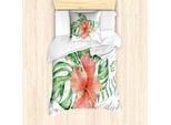 Abakuhaus Set Copripiumino Per Letto Singolo, Motivo Floreale Esotico, Antiacaro E Anallergico, Con Federa, 135 Cm X 200 Cm - 80 X 80 Cm, Terra Di Siena Bruciata Verde Chiaro